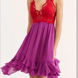 Free People Adella Mini Dress in Lipstick